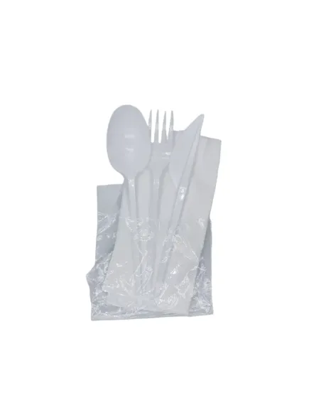 Pack de cubiertos tenedor+ cuchara + cuchillo + servilleta